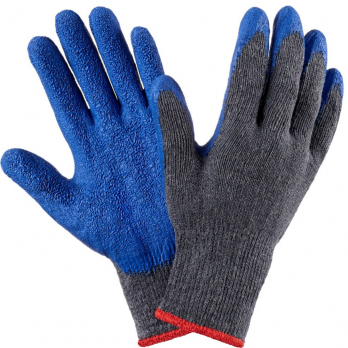 Перчатки акриловые ТОРРО 500 утепленные черный облив, синие пальцы